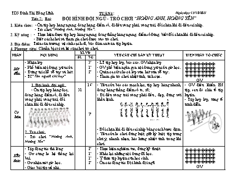 Giáo án Giáo dục thể chất 5 - Tuần 4, Tiết 7: Đội hình đội ngũ. Trò chơi Hoàng anh, hoàng yến - Năm học 2021-2022 - Đinh Thị Hồng Lĩnh