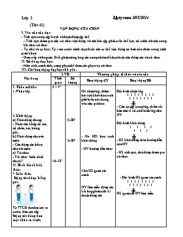 Giáo án Giáo dục thể chất Khối Tiểu học - Tuần 21 - Năm học 2023-2024