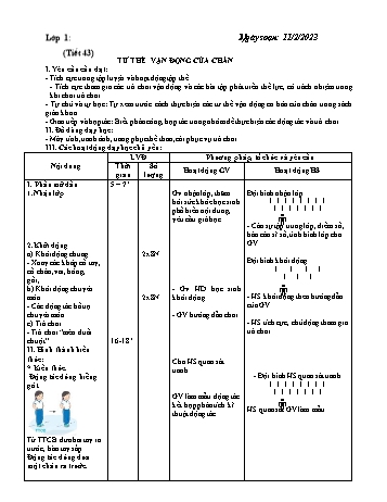 Giáo án Giáo dục thể chất Lớp Tiểu học - Tuần 22 - Năm học 2022-2023