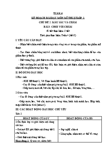 Giáo án Mĩ thuật + Công nghệ Khối Tiểu học - Tuần 6