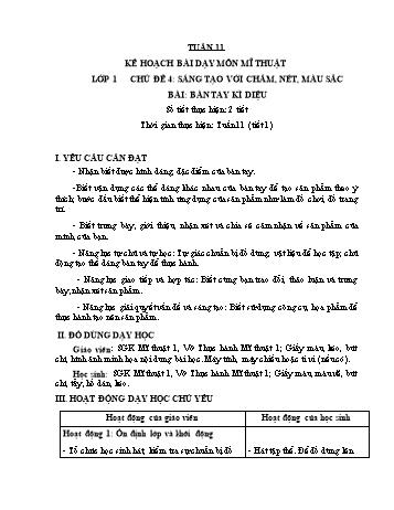 Giáo án Mĩ thuật Lớp 1+2+3 - Tuần 11