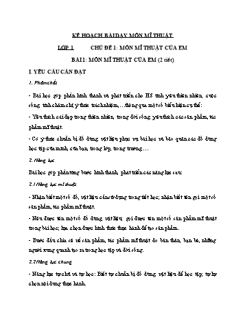 Giáo án Mĩ thuật Lớp Tiểu học - Tuần 1