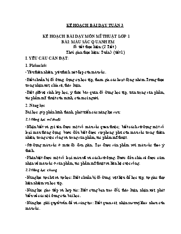 Giáo án môn Mĩ thuật + Công nghệ Khối Tiểu học - Tuần 3