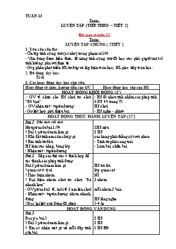 Giáo án môn Toán + Tiếng Việt 2 - Tuần 13