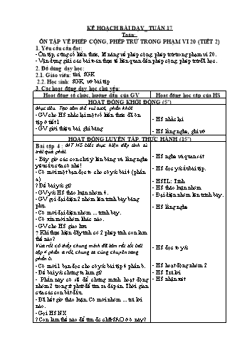 Giáo án môn Toán + Tiếng Việt 2 - Tuần 17