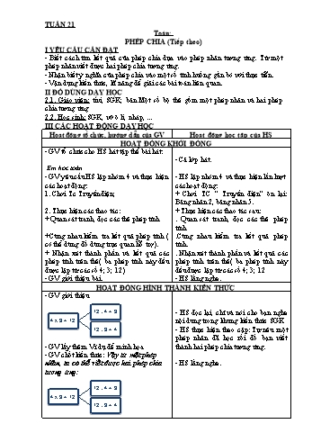 Giáo án môn Toán + Tiếng Việt 2 - Tuần 21