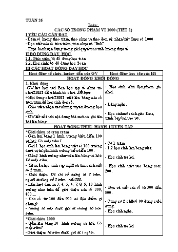 Giáo án môn Toán + Tiếng Việt 2 - Tuần 26