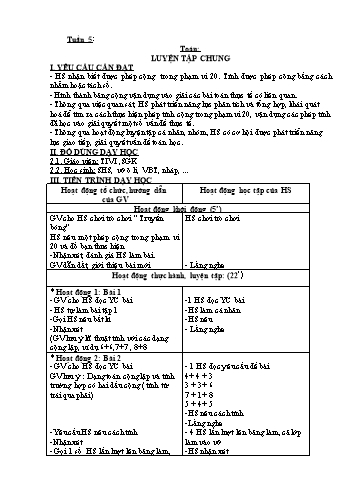 Giáo án môn Toán + Tiếng Việt 2 - Tuần 5