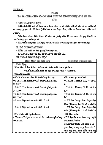 Giáo án môn Toán + Tiếng Việt 3 - Tuần 27