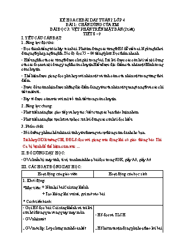 Giáo án môn Toán + Tiếng Việt 4 - Tuần 2