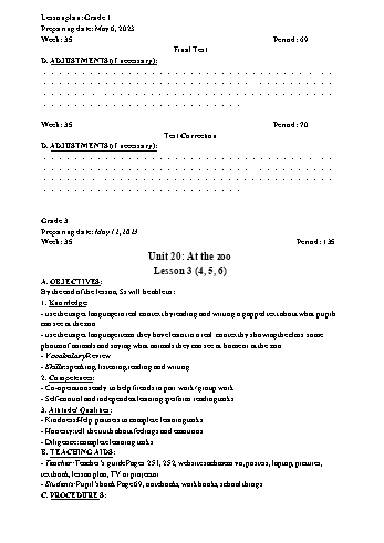 Giáo án Tiếng Anh 3+5 - Week 35 - Năm học 2022-2023