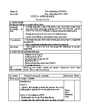 Giáo án Tiếng Anh 4 - Week 23 - Năm học 2024-2025