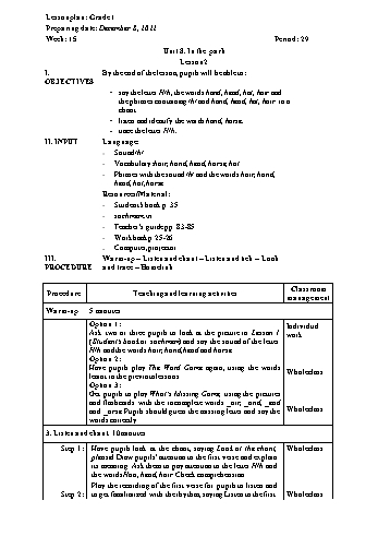 Giáo án Tiếng Anh Khối Tiểu học - Week 15 - Năm học 2022-2023