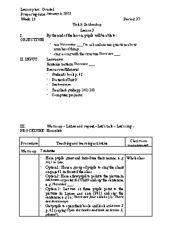 Giáo án Tiếng Anh Khối Tiểu học - Week 19 - Năm học 2022-2023
