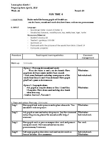 Giáo án Tiếng Anh Khối Tiểu học - Week 30 - Năm học 2022-2023