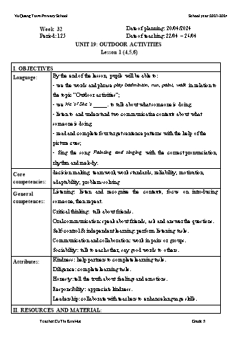 Giáo án Tiếng Anh Lớp 3 - Week 32 - Năm học 2023-2024 - Cù Thị Kim Huế