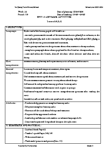 Giáo án Tiếng Anh Lớp 3 - Week 33 - Năm học 2023-2024 - Cù Thị Kim Huế