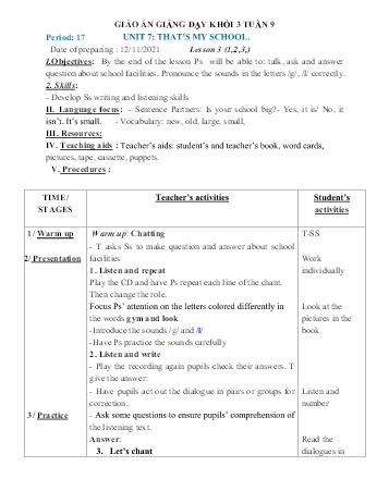 Giáo án Tiếng Anh Lớp 3+5 - Tuần 9