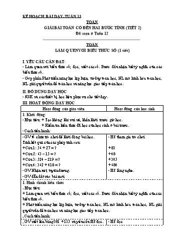 Giáo án Tiếng Việt + Toán 3 - Tuần 13
