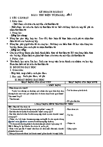 Giáo án Tin học 5 - Bài 3: Thư điện tử Email (Tiết 1+2)