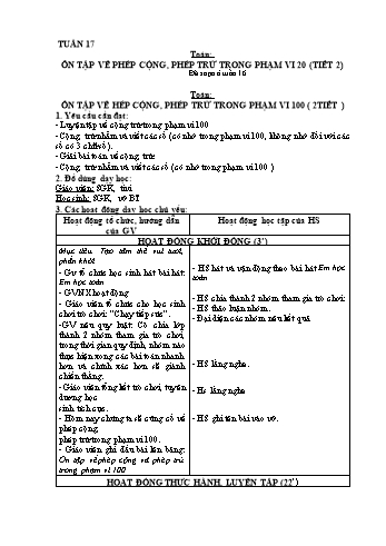 Giáo án Toán + Tiếng Việt 2 - Tuần 17