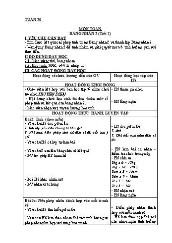 Giáo án Toán + Tiếng Việt 2 - Tuần 20