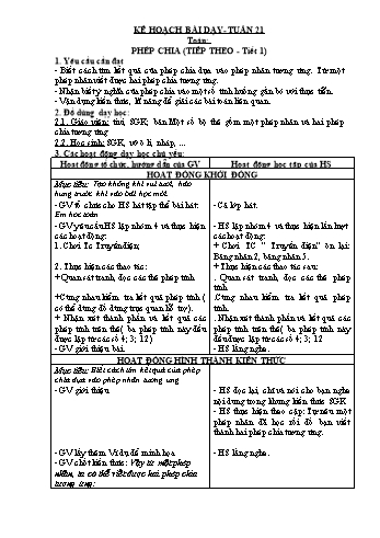 Giáo án Toán + Tiếng Việt 2 - Tuần 21