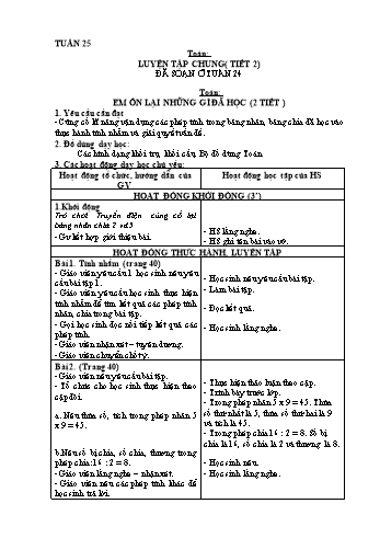 Giáo án Toán + Tiếng Việt 2 - Tuần 25