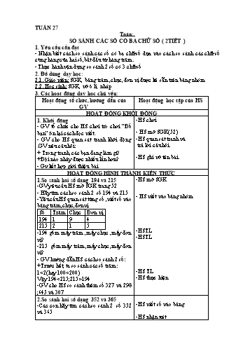 Giáo án Toán + Tiếng Việt 2 - Tuần 27