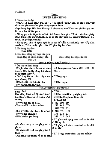 Giáo án Toán + Tiếng Việt 2 - Tuần 32