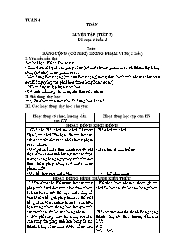 Giáo án Toán + Tiếng Việt 2 - Tuần 4