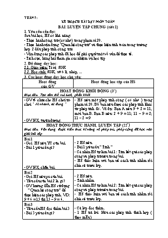 Giáo án Toán + Tiếng Việt 2 - Tuần 7