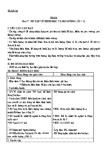 Giáo án Toán + Tiếng Việt 3 - Tuần 18