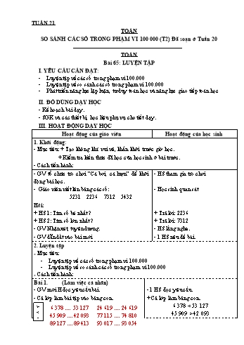 Giáo án Toán + Tiếng Việt 3 - Tuần 21