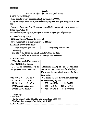 Giáo án Toán + Tiếng Việt 3 - Tuần 29