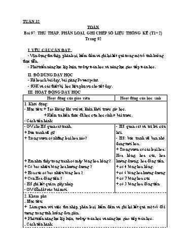 Giáo án Toán + Tiếng Việt 3 - Tuần 32