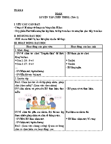 Giáo án Toán + Tiếng Việt 3 - Tuần 9