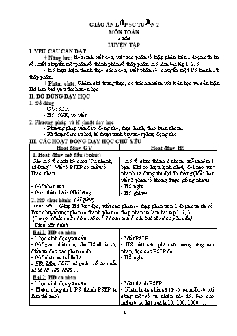 Giáo án Toán + Tiếng Việt Khối 5 - Tuần 2