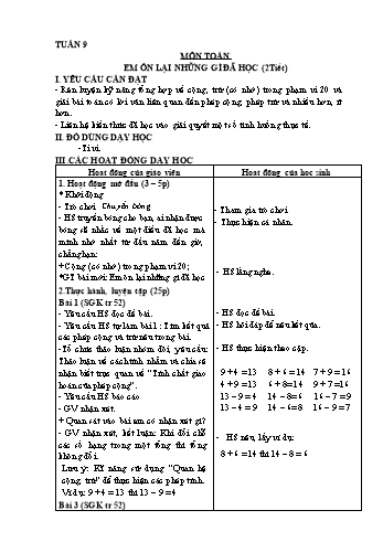 Giáo án Toán + Tiếng Việt Lớp 2 - Tuần 9