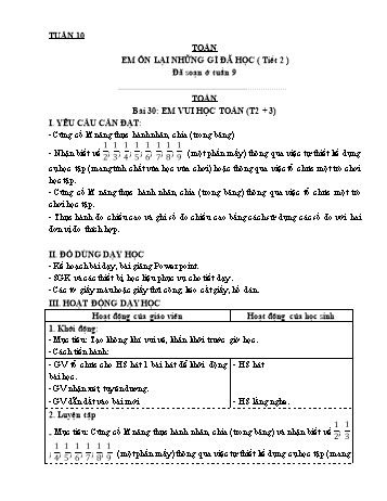 Giáo án Toán + Tiếng Việt Lớp 3 - Tuần 10
