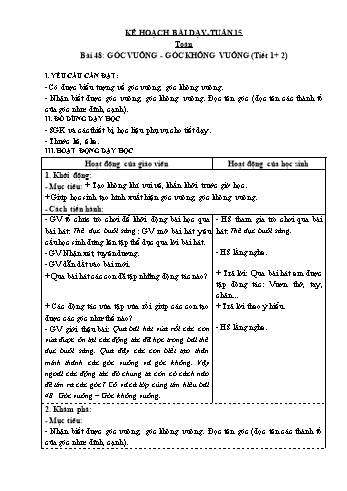 Giáo án Toán + Tiếng Việt Lớp 3 - Tuần 15