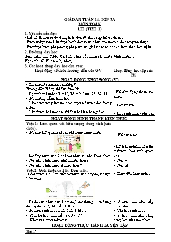 Kế hoạch bài dạy các môn Khối 2 - Tuần 14