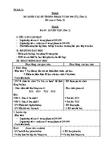 Kế hoạch bài dạy các môn Lớp 3 - Tuần 21