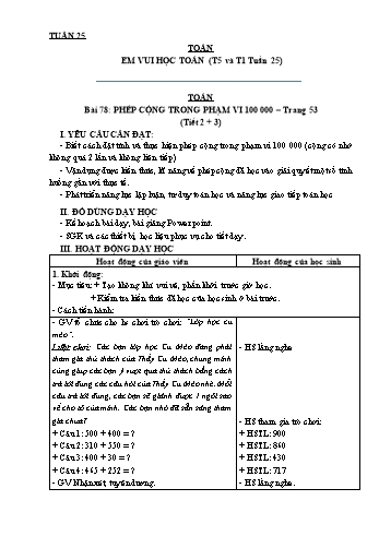 Kế hoạch bài dạy các môn Lớp 3 - Tuần 25