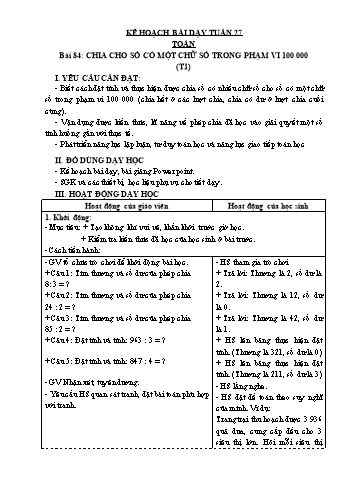 Kế hoạch bài dạy các môn Lớp 3 - Tuần 27