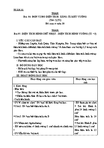 Kế hoạch bài dạy các môn Lớp 3 - Tuần 31